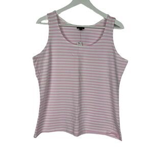 Talbots Pink White Large Round Neck Tank